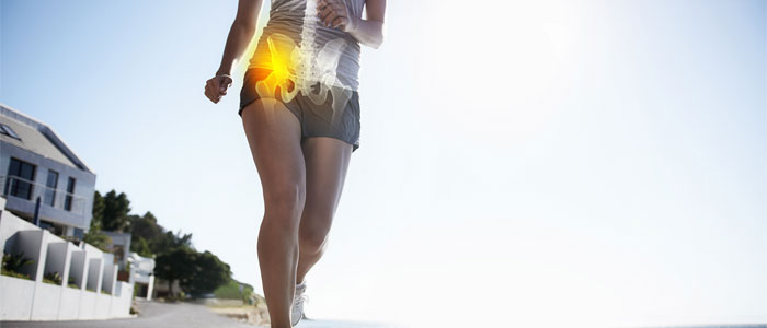 woman running with hip highlighted